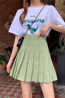 Plus Size High Waist Pleated Skirt for Women, JK Style A-Line Checkered Skirt, Summer Slimming Half Skirt, Korean Fashion