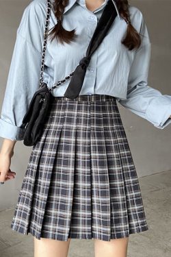 Plus Size High Waist Pleated Skirt for Women, JK Style A-Line Checkered Skirt, Summer Slimming Half Skirt, Korean Fashion