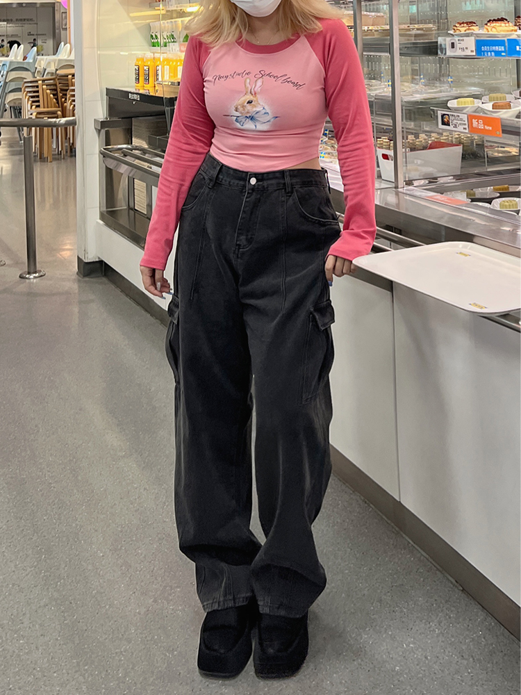 Plus Size High Waist Straight Leg Water Washed Floor-Length Denim Pants for Women - Casual Slimming Autumn Style Plus Size High Waist Straight Leg Water Washed Floor-Length Denim Pants for Women - Casual Slimming Autumn Style