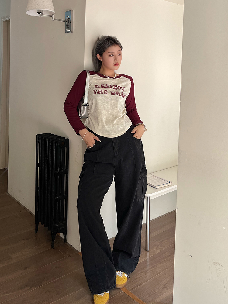 Plus Size High Waist Straight Leg Water Washed Floor-Length Denim Pants for Women - Casual Slimming Autumn Style Plus Size High Waist Straight Leg Water Washed Floor-Length Denim Pants for Women - Casual Slimming Autumn Style