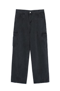 Plus Size High Waist Straight Leg Water Washed Floor-Length Denim Pants for Women - Casual Slimming Autumn Style