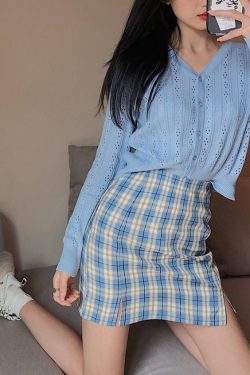 Plus-Size High-Waisted A-Line Plaid Mini Skirt - College Style Slimming Bodycon Skirt for Women