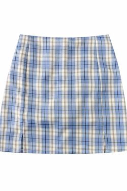 Plus-Size High-Waisted A-Line Plaid Mini Skirt - College Style Slimming Bodycon Skirt for Women