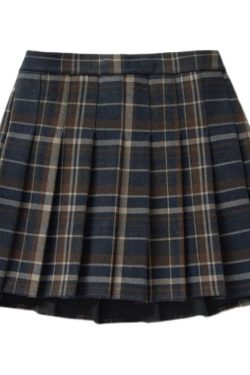 Plus Size High-Waisted A-Line Plaid Wool Pleated Skirt for Autumn Winter - Flattering Short Skirt for Curvy Women and Students