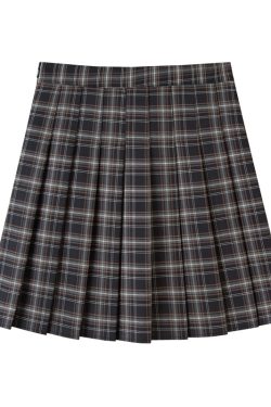 Plus Size High-Waisted A-Line Plaid Wool Pleated Skirt for Autumn Winter - Flattering Short Skirt for Curvy Women and Students