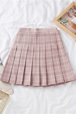 Plus Size High-Waisted A-Line Plaid Wool Pleated Skirt for Autumn Winter - Flattering Short Skirt for Curvy Women and Students