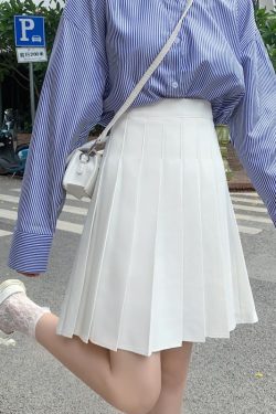 Plus Size High-Waisted Blue Pleated A-Line Skirt for Women - 2024 Mid-Length College Style Fashion