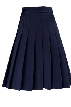 Plus Size High-Waisted Blue Pleated A-Line Skirt for Women - 2024 Mid-Length College Style Fashion