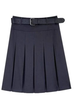Plus-Size High-Waisted Gray Pleated A-Line Skirt for Women - Mid-Length College Style, Slimming Design for Autumn Fashion