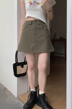 Plus-Size High-Waisted Green Denim Bodycon Skirt for Women, Slimming A-Line Summer Workwear Style