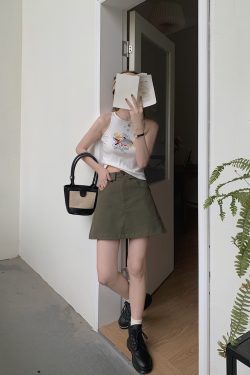 Plus-Size High-Waisted Green Denim Bodycon Skirt for Women, Slimming A-Line Summer Workwear Style