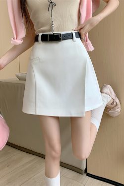Plus-Size High-Waisted Irregular A-Line Half Skirt for Women, Summer Slimming White Bodycon Skirt, Chic and Trendy Fashion Piece