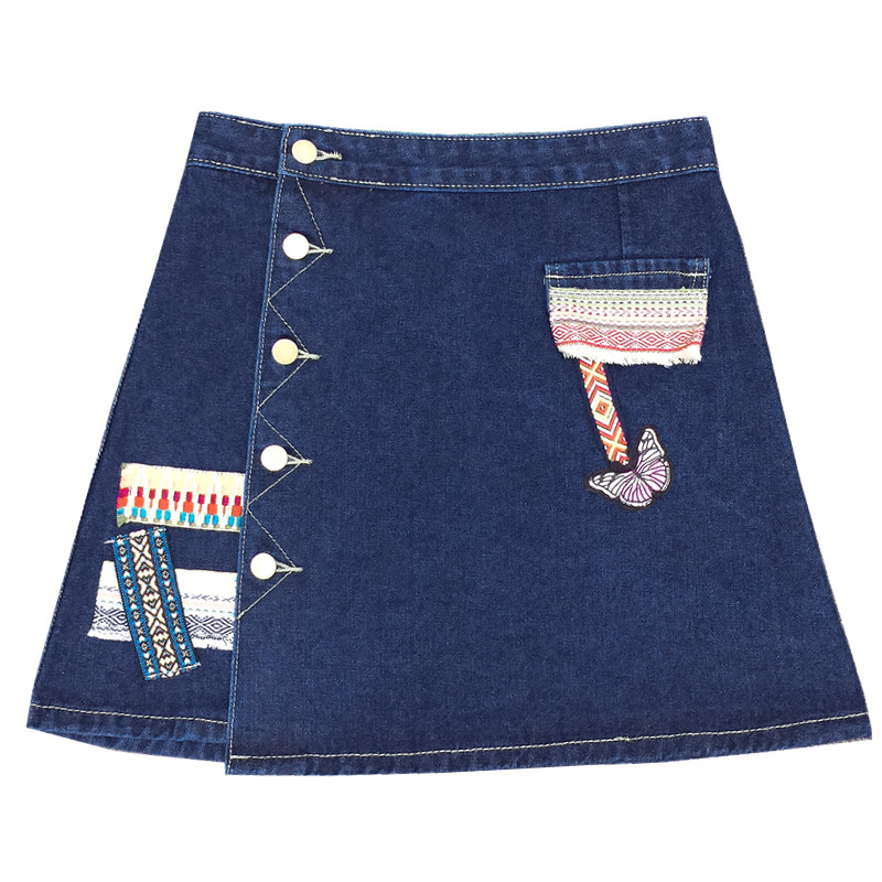 Plus Size High-Waisted Irregular Denim Skirt for Women - Summer Korean Style, Slimming Embroidered A-Line Half-Length Skirt Plus Size High-Waisted Irregular Denim Skirt for Women - Summer Korean Style, Slimming Embroidered A-Line Half-Length Skirt