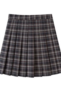 Plus-Size High-Waisted JK Plaid Pleated Skirt, A-Line College Style Uniform Skirt for Curvy Women, Trendy Plus-Size Fashion