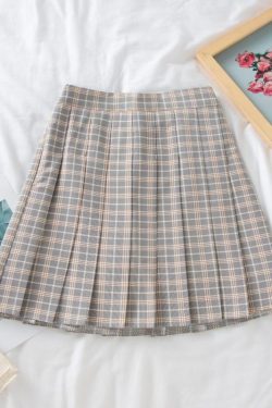 Plus-Size High-Waisted JK Plaid Pleated Skirt, A-Line College Style Uniform Skirt for Curvy Women, Trendy Plus-Size Fashion