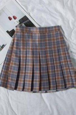 Plus-Size High-Waisted JK Plaid Pleated Skirt, A-Line College Style Uniform Skirt for Curvy Women, Trendy Plus-Size Fashion