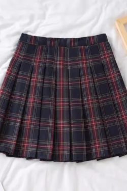 Plus-Size High-Waisted JK Plaid Pleated Skirt, A-Line College Style Uniform Skirt for Curvy Women, Trendy Plus-Size Fashion