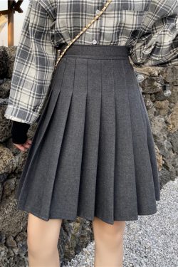Plus Size High-Waisted Plaid Pleated Mid-Length Skirt, A-Line Puff Skirt in JK Style for Women, Trendy 90s Inspired Fashion