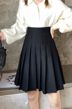 Plus Size High-Waisted Plaid Pleated Mid-Length Skirt, A-Line Puff Skirt in JK Style for Women, Trendy 90s Inspired Fashion