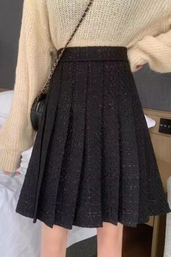 Plus Size High-Waisted Plaid Pleated Mid-Length Skirt, A-Line Puff Skirt in JK Style for Women, Trendy 90s Inspired Fashion