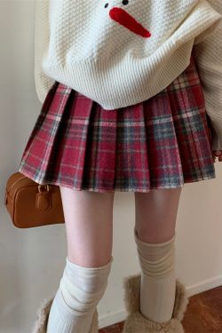 Plus Size High-Waisted Plaid Pleated Skirt for Women - 2025 Spring Summer College Style Short Skirt, Anti-Exposure Design