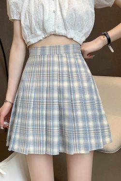 Plus Size High-Waisted Plaid Pleated Skirt for Women - 2025 Spring Summer College Style Short Skirt, Anti-Exposure Design