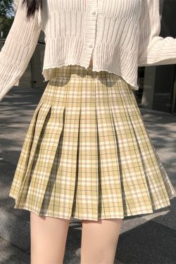 Plus Size High-Waisted Plaid Pleated Skirt for Women - 2025 Spring Summer College Style Short Skirt, Anti-Exposure Design