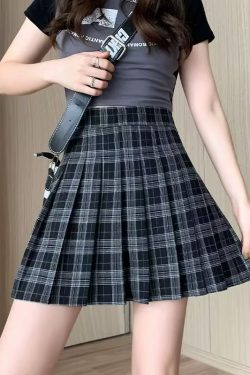 Plus Size High-Waisted Plaid Pleated Skirt for Women - 2025 Spring Summer College Style Short Skirt, Anti-Exposure Design
