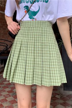 Plus Size High-Waisted Plaid Pleated Skirt for Women - 2025 Spring Summer College Style Short Skirt, Anti-Exposure Design