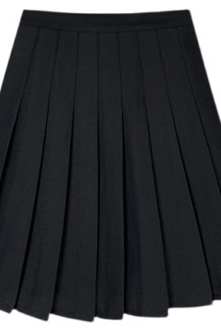 Plus-Size High-Waisted Pleated A-Line Skirt for Women - JK Style Gray Mid-Length Spring Summer Skirt for Curvy Figures