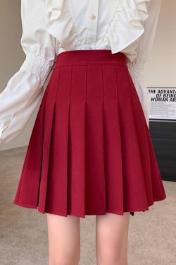 Plus-Size High-Waisted Pleated A-Line Skirt for Women - JK Style Gray Mid-Length Spring Summer Skirt for Curvy Figures