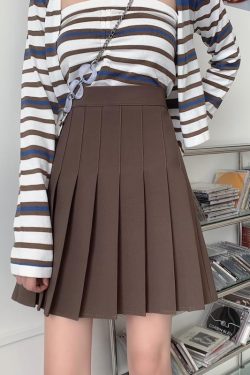 Plus Size High-Waisted Pleated A-Line Skirt for Women - Summer Mid-Length College Style, Anti-Exposure, Slimming Fit