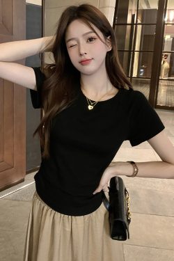 Plus-Size Hollow Out Pleated Shoulder Short Sleeve T-Shirt for Women - Summer Slimming Top, Spicy Girl Design, Covers Belly