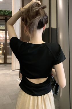 Plus-Size Hollow Out Pleated Shoulder Short Sleeve T-Shirt for Women - Summer Slimming Top, Spicy Girl Design, Covers Belly