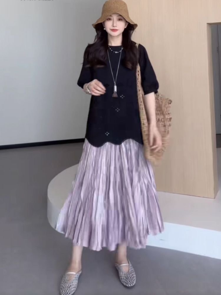 Plus Size Hollowed-Out Lace Short Sleeve Shirt for Women - Flattering Loose Fit, Perfect for Curvy Figures, Stylish and Comfortable Plus Size Hollowed-Out Lace Short Sleeve Shirt for Women - Flattering Loose Fit, Perfect for Curvy Figures, Stylish and Comfortable