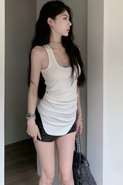 Plus Size Irregular Sleeveless Tank Top for Women, Flattering Summer Wear, American Style, Casual Chic Fashion