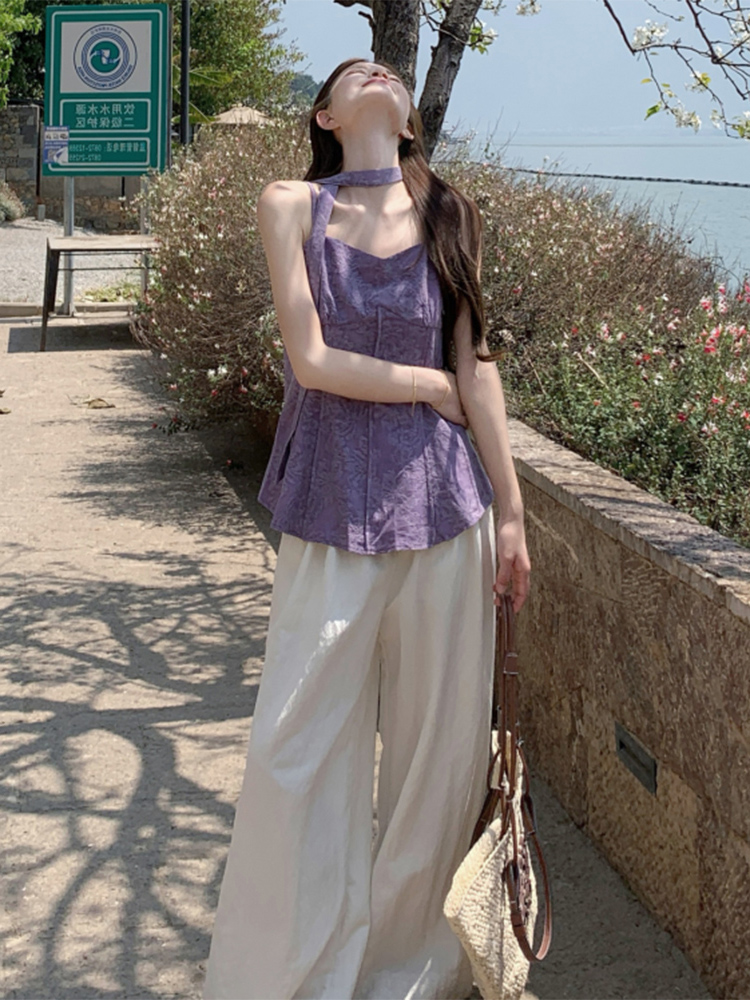 Plus Size Jacquard Camisole for Women - Stylish Summer French Design with Flowing Straps - Short Sleeveless Top Plus Size Jacquard Camisole for Women - Stylish Summer French Design with Flowing Straps - Short Sleeveless Top