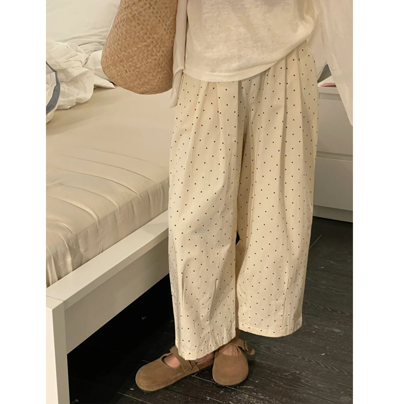 Plus Size Japanese Style Polka Dot Balloon Pants for Women, Loose Slimming Nine-Point Casual Summer Trousers for Plus-Size Petites Plus Size Japanese Style Polka Dot Balloon Pants for Women, Loose Slimming Nine-Point Casual Summer Trousers for Plus-Size Petites