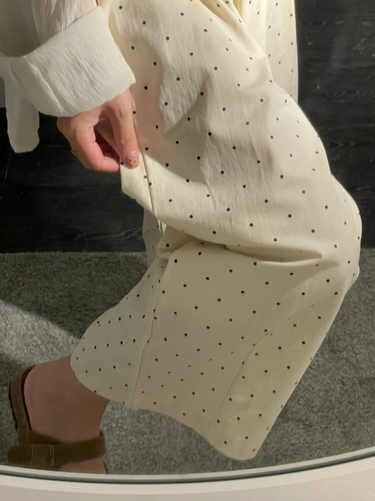 Plus Size Japanese Style Polka Dot Balloon Pants for Women, Loose Slimming Nine-Point Casual Summer Trousers for Plus-Size Petites Plus Size Japanese Style Polka Dot Balloon Pants for Women, Loose Slimming Nine-Point Casual Summer Trousers for Plus-Size Petites