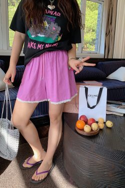 Plus Size Lace Spliced Linen Shorts for Women - Flattering Casual Summer 2025 Pants for Curvy Figures