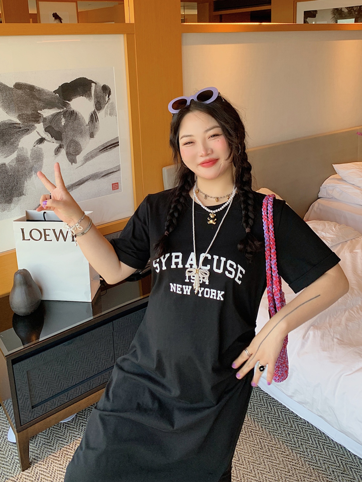 Plus-Size Letter Print Dress for Women, Slimming Summer 2025 Black Long Skirt with Slit, Chic and Comfortable Fashion Plus-Size Letter Print Dress for Women, Slimming Summer 2025 Black Long Skirt with Slit, Chic and Comfortable Fashion