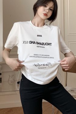 Plus Size Letter Print Short Sleeve T-Shirt for Women, Loose Drawstring Summer Top, Slimming Tummy-Covering Design