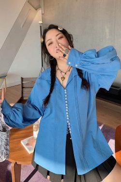 Plus Size Long Sleeve Shirt for Women, Spring 2025 Fashion, Age-Reducing Design, Trendy and Stylish Top