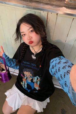 Plus-Size Long Sleeve T-Shirt for Women, Fake Two-Piece Design, 2025 Spring Style, Niche Fashion Top