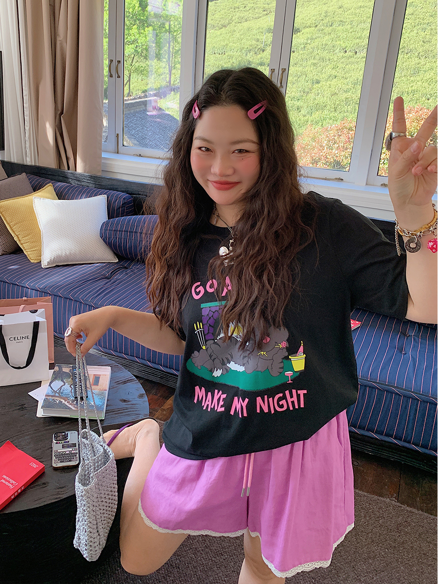 Plus Size Loose Cat Short Sleeve T-Shirt for Women - Korean Style Summer 2025 Lazy Fashion Top Plus Size Loose Cat Short Sleeve T-Shirt for Women - Korean Style Summer 2025 Lazy Fashion Top