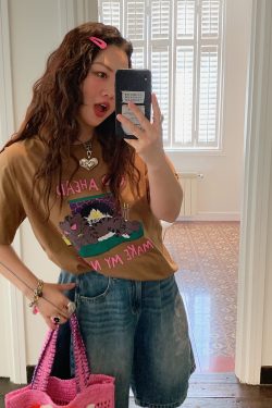 Plus Size Loose Cat Short Sleeve T-Shirt for Women - Korean Style Summer 2025 Lazy Fashion Top