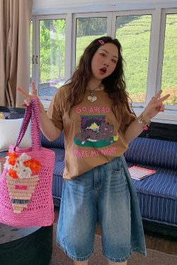 Plus Size Loose Cat Short Sleeve T-Shirt for Women - Korean Style Summer 2025 Lazy Fashion Top