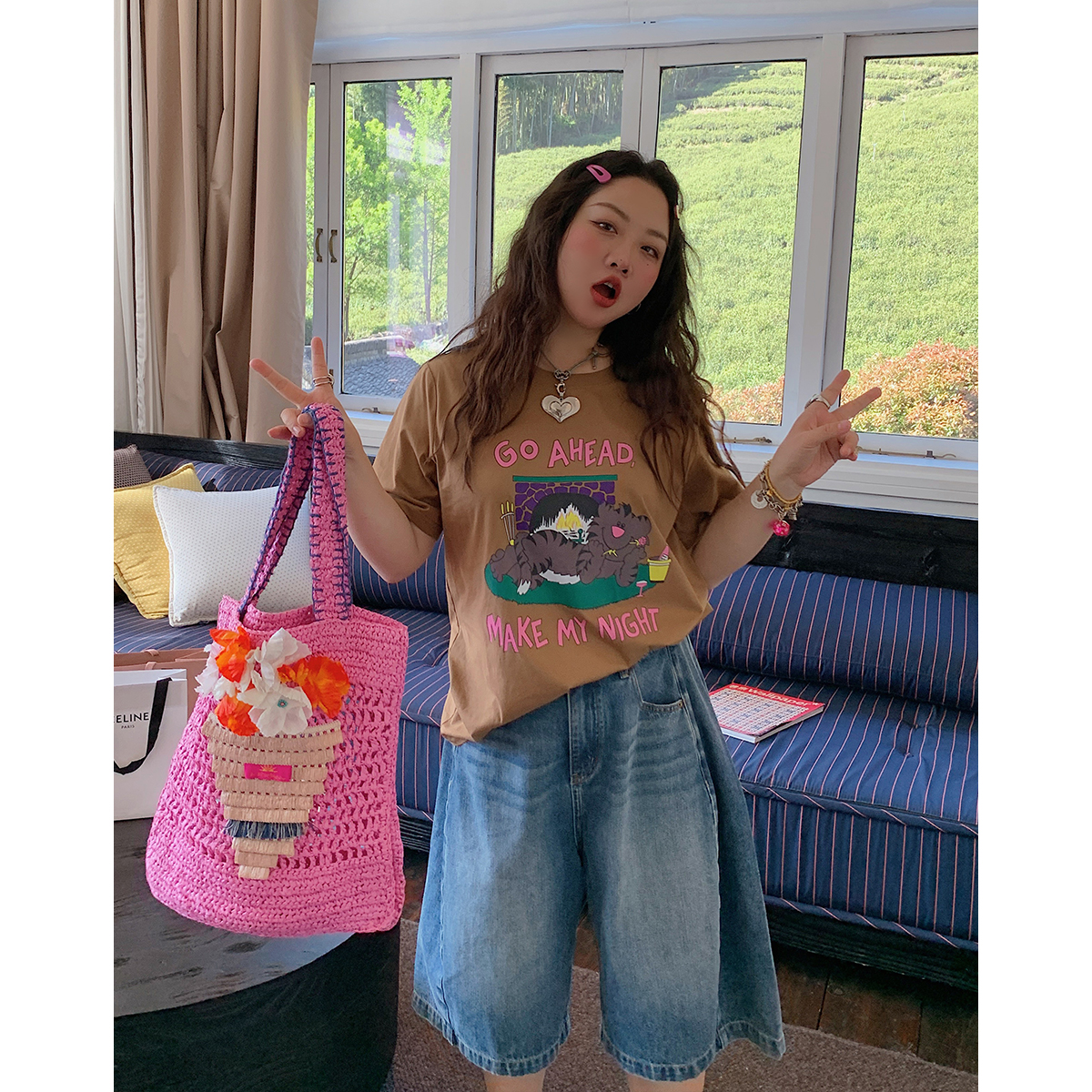 Plus Size Loose Cat Short Sleeve T-Shirt for Women - Korean Style Summer 2025 Lazy Fashion Top Plus Size Loose Cat Short Sleeve T-Shirt for Women - Korean Style Summer 2025 Lazy Fashion Top