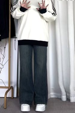 Plus-Size Loose Straight-Leg Jeans for Pear-Shaped Figures, Slimming Fit for Thick Thighs and Wide Hips, Trendy Comfort Fashion