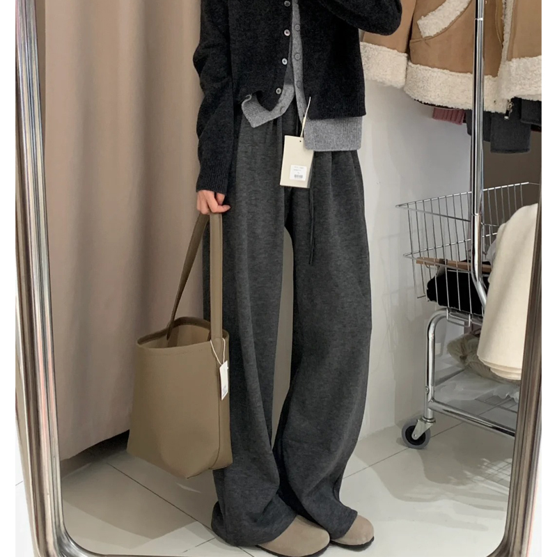 Plus Size Loose Wide-Leg Pants for Women, Slimming Long Sweatpants in Dark Gray, 2025 Trendy Lazy Style Plus Size Loose Wide-Leg Pants for Women, Slimming Long Sweatpants in Dark Gray, 2025 Trendy Lazy Style